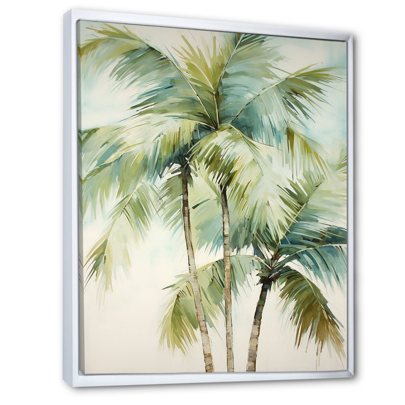 «Dreyfuss Green Minimalims Palm Trees I», reproduction d'art sur toile, palmiers, H 20 po x l 12 po x P 1 po