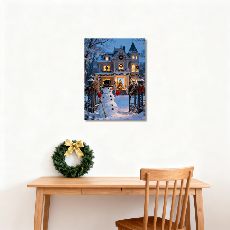 «Snowy House», art mural sur toile, H 18 po x l 12 po