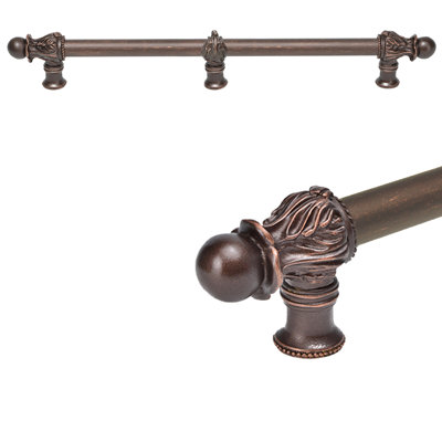 Acanthus 12 inches c.c. with 5/8 smooth center long pull Romanesque style with center brace in Antique Brass