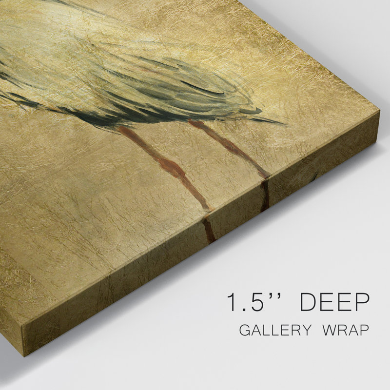 Gold Crane at Dusk II - impression, H 48 po x l 32 po x P 1 po, Toile tendue