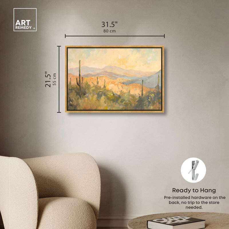«Arizona Fields», toile classique par Art Remedy, Cadre doré, H 21 po x l 31 po