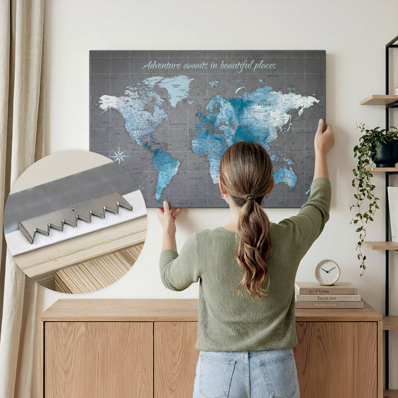 Personnalisé «Beautiful Places I Push Pin World Milstead», H 16 po x l 24 po, Oui