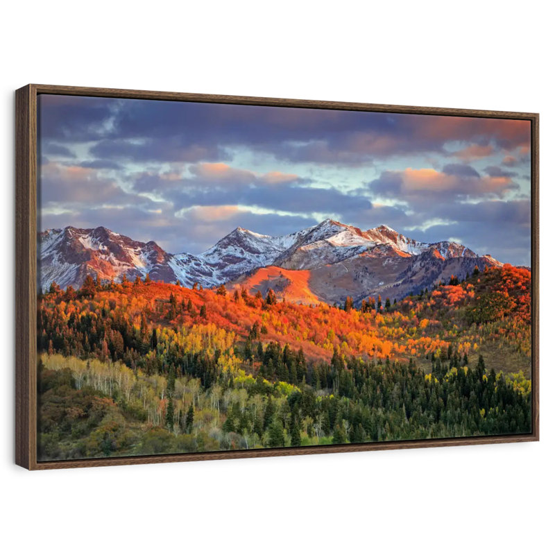 Mont Wasatch, 46 po x 31 po, Cadre flottant en noyer