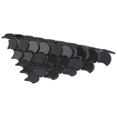 Expressions Scallop 2" x 2" Glass Mosaic Tile in Black