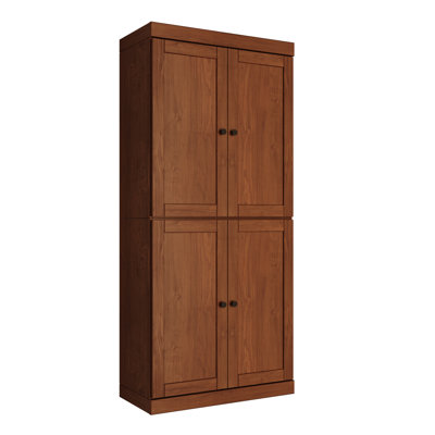 100% Solid Wood 6-Shelf Bookcase, Shaker Doors, Adjustable Shelves, 32" Wide, 71.5" Tall