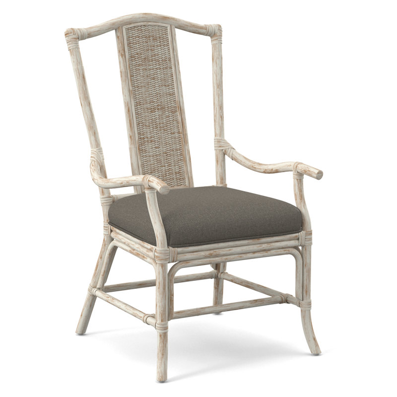 Chaise avec accoudoirs à dossier à lattes Drury Lane, Performance du sucre gris; 0863-84, Blanc antique givré