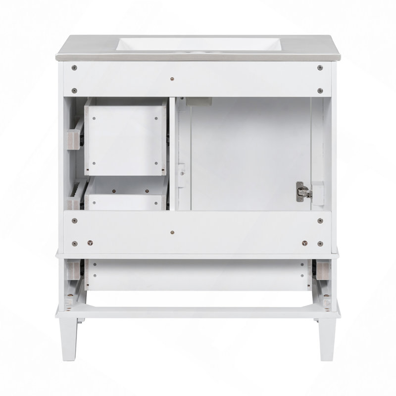 30" Bathroom Vanity, Modern Bathroom Cabinet With Sink Combo Set, Bathroom Storage Cabinet With A Soft Closing Door And 3 Drawers, Solid Wood Frame