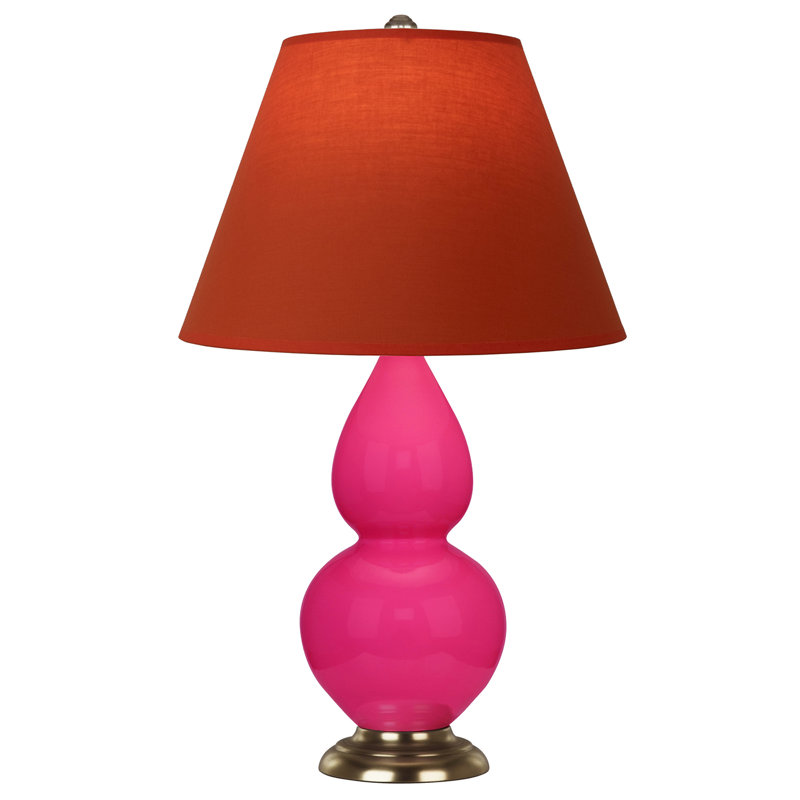 Petite lampe d'appoint à double gourde, Rose Razzle / laiton naturel antique, Bleu marine/gris