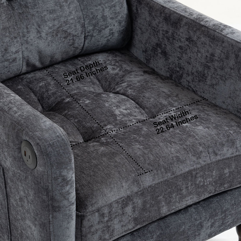 Fauteuil rembourré avec accoudoirs carrés et capitonnés, Dark Grey