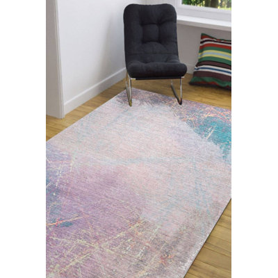 Tapis décoratif coloré à rayures tissées