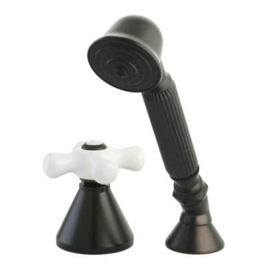 Garniture de robinet de baignoire romaine à fixation sur plateau à poignée simple avec douche à main