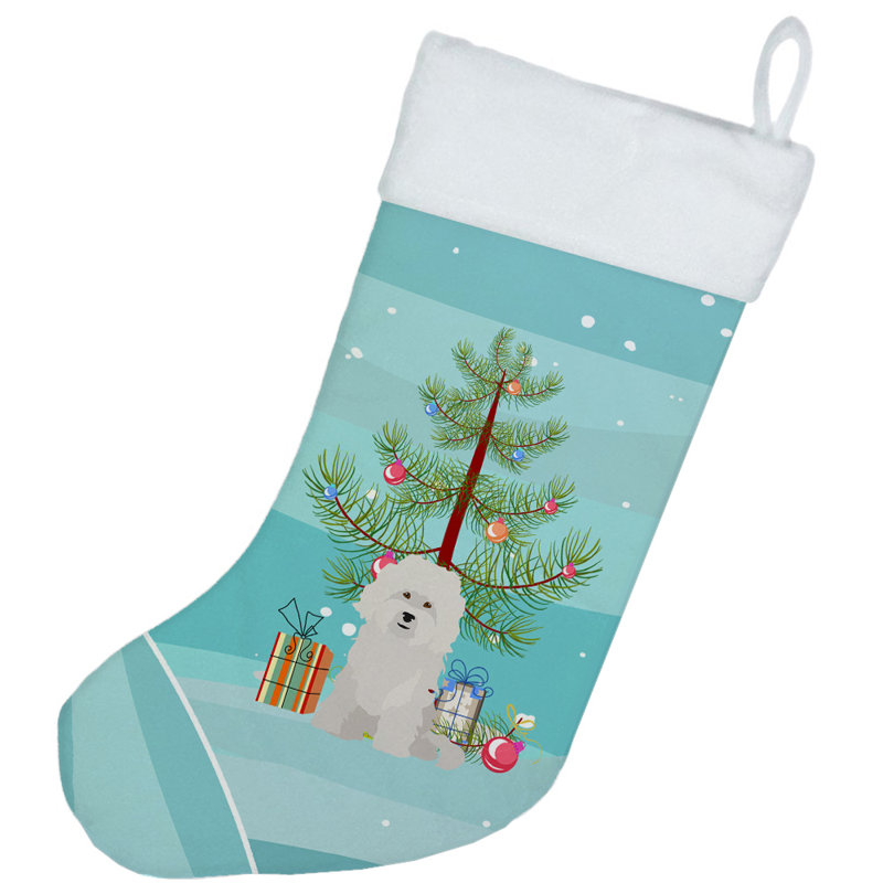 Chaussette de noël joyeux de noël, Bichon bolonais