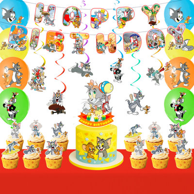 47 Pcs Tom and Jerry Birthday Party Supplies, Tom and Jerry Party Decorations for Kids Set