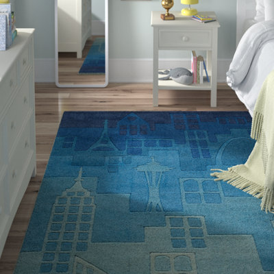 Tapis bleu touffeté à la main Aiyla