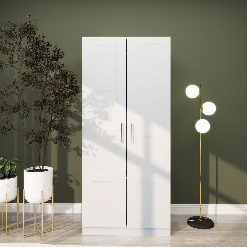 Audriena 2 Door Manufactured Wood Wardrobe, White
