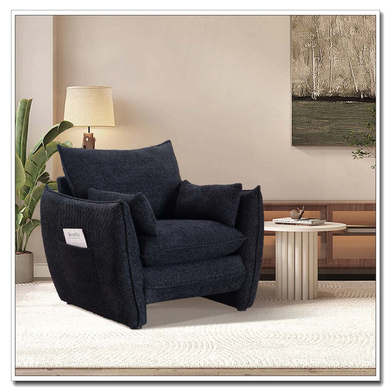 Chaise rembourrée en chenille, Noir