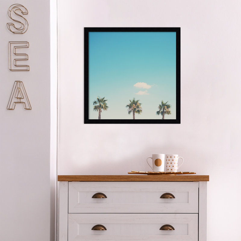 A Trio Of Palm Trees by Laura Evans, 25.38" H x 25.38" W x 0.875" D, Noir Black Framed