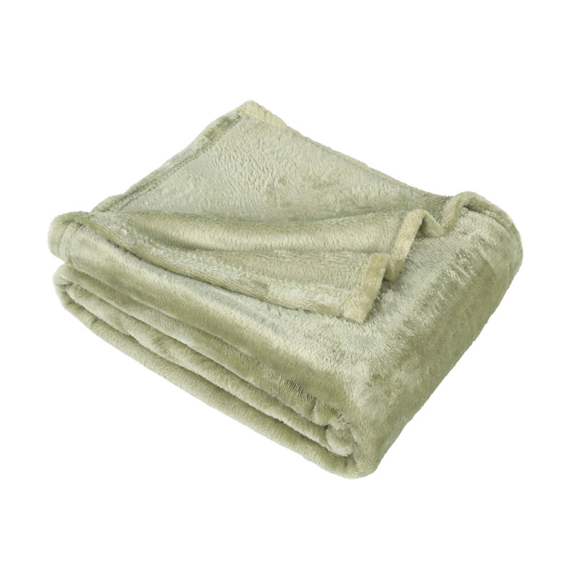 Couverture en molleton 100% polyester de qualité supérieure à pois métalliques, Jeté, Sauge uni