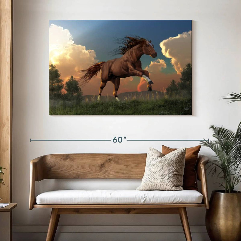 Cheval qui court librement, H 32 po x l 48 po