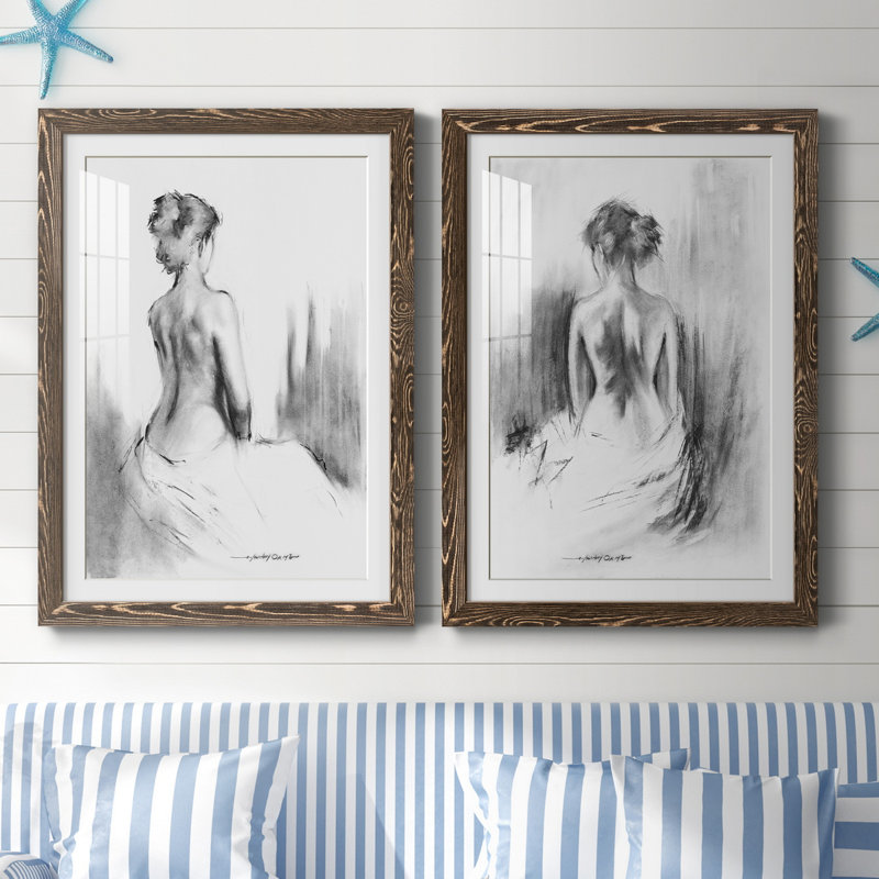 «Soft Silhouette I», ensemble de 2 reproductions d'art, H 44 po x l 31 po x P 1 po, Impression encadrée avec passe-partout