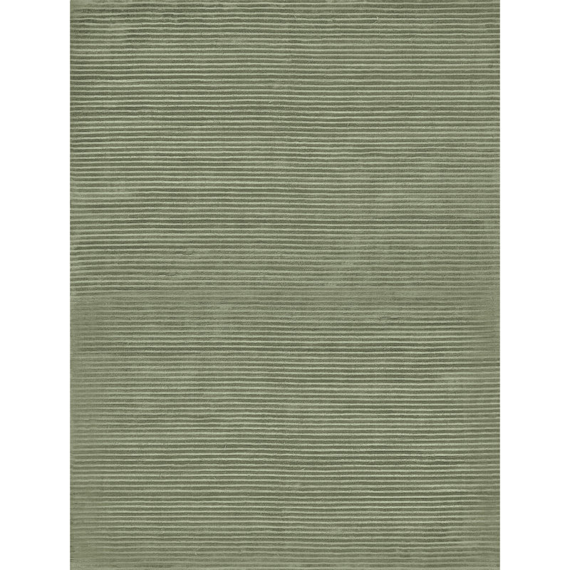 Hand Knotted Area Rug, Twill Green/Beige, Rectangle 9' x 12'