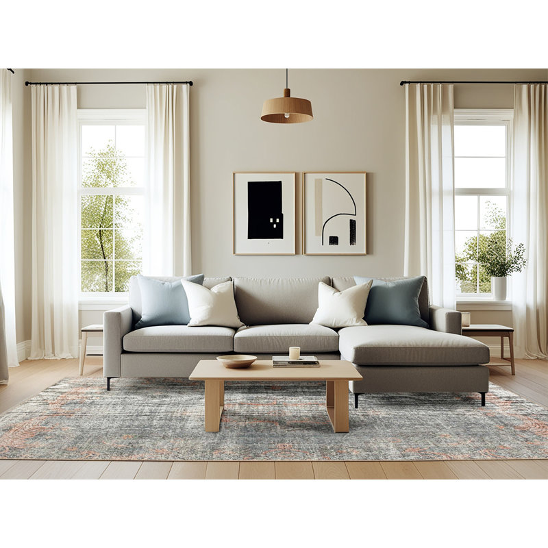 Tapis brun/gris zone contemporaine, Rectangle 6 pi x 9 pi