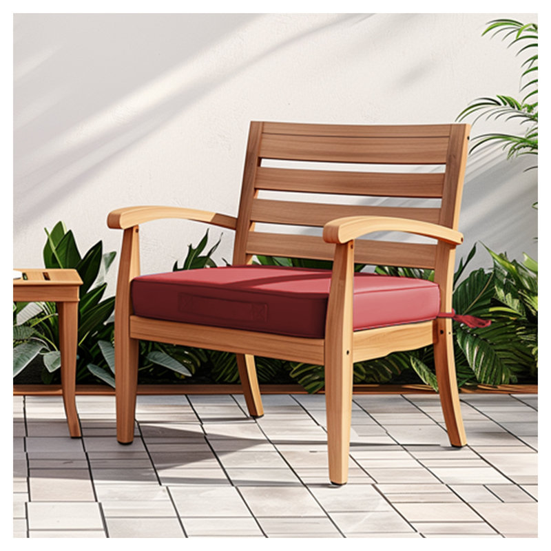 Coussin de chaise de patio imperméable - Polyester rouge avec rembourrage en mousse, Red