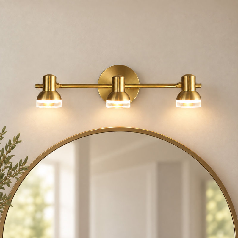 Applique murale dorée à 3 lumières (46 cm), style moderne, antirouille, avec éclairage réversible (haut/bas) pour salle de bain, chambre ou salon. Ampoules non incluses.