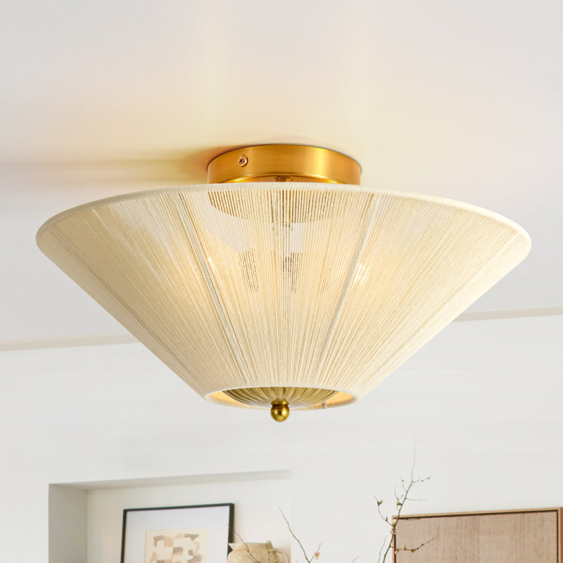 Plafonnier encastré en rotin 2 lumières Boho