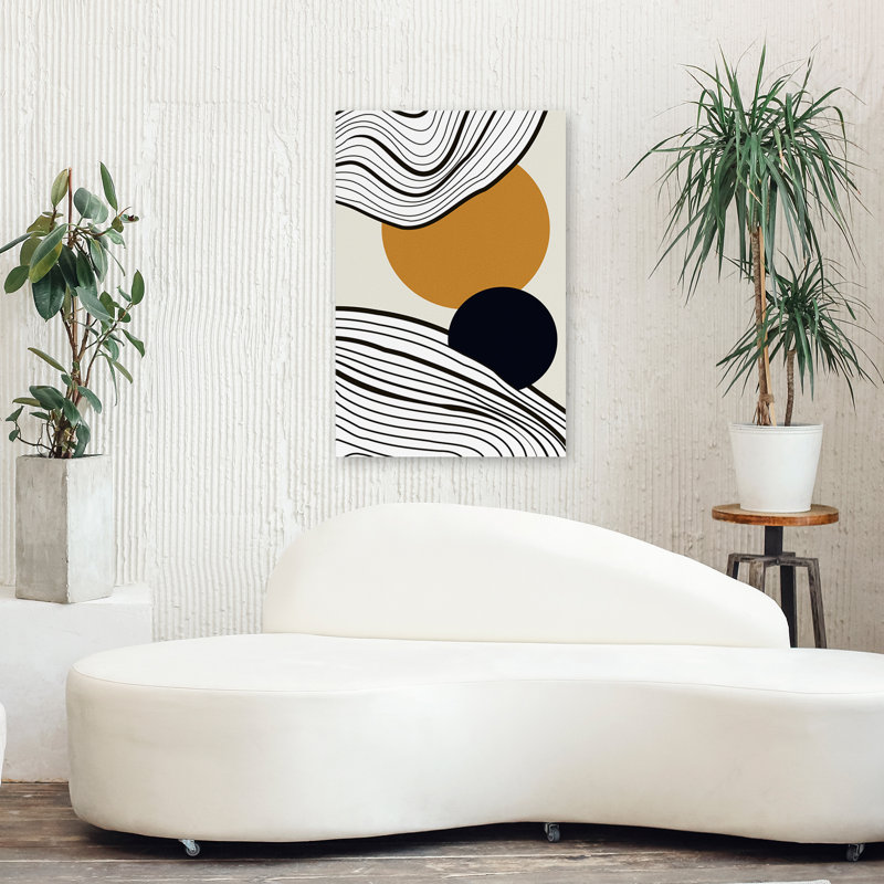 Lever du soleil et de la lune - Art abstrait moderne et minimaliste, art moderne, H 36 po x l 24 po
