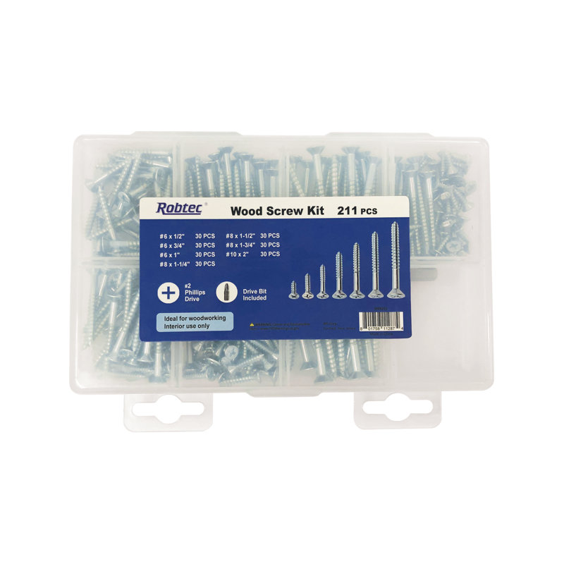 211 Pieces Wood Screw Kit