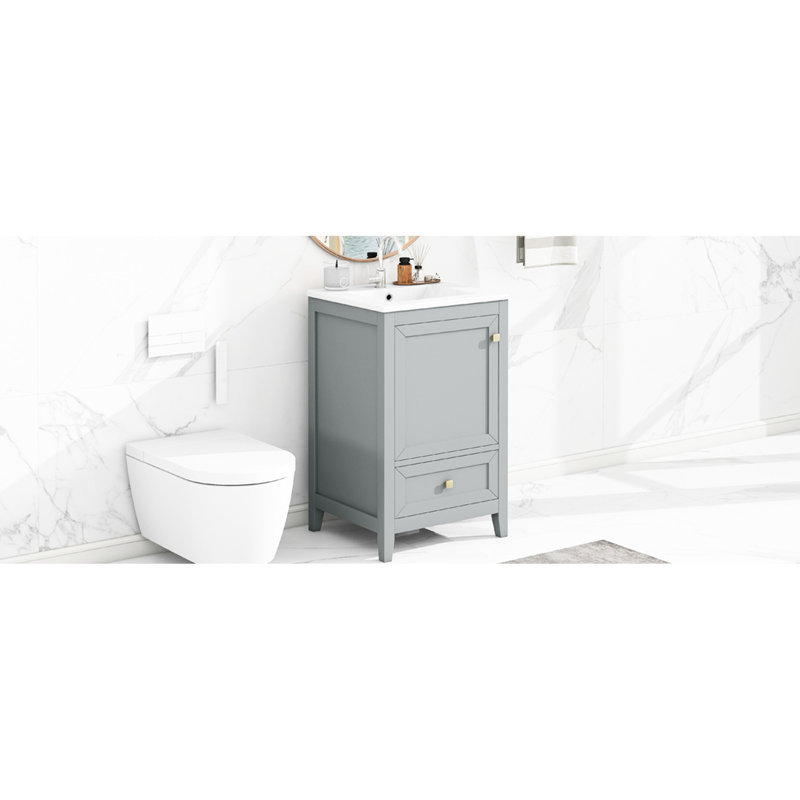 Single Bathroom Vanity with Solid + Manufactured Wood Top