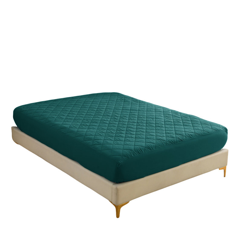 Protège-matelas imperméable à motif de losanges, Très grand lit, Vert