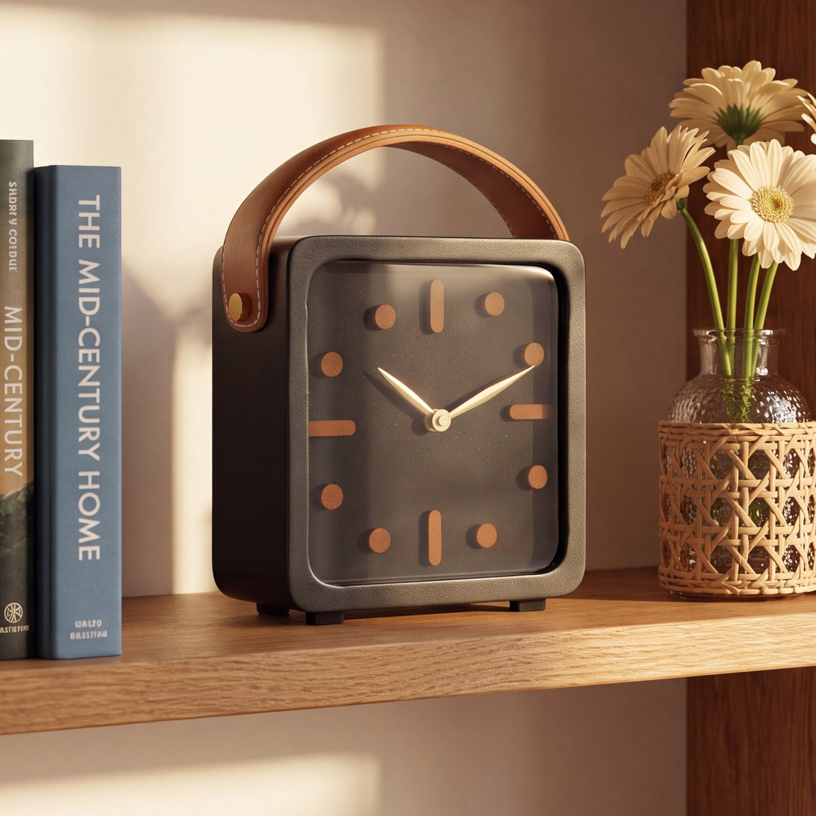 Quartz Tabletop Clock, 8.45" H x 6.85" W x 2.75" D