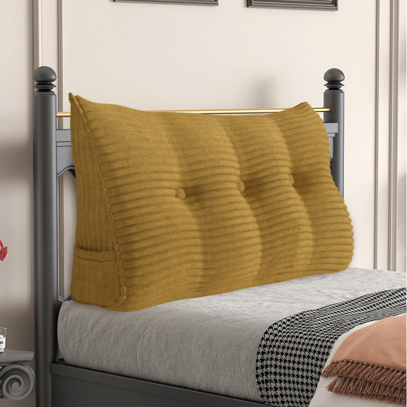 Corduroy Backrest Pillow, 50cm H x 100cm W, Mustard Yellow