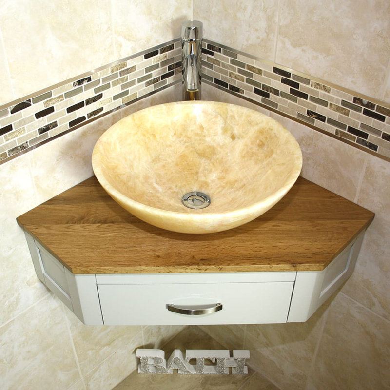 Javen 550mm Single Bathroom Vanity with Vessel Basin, White Marble Basin, Grey