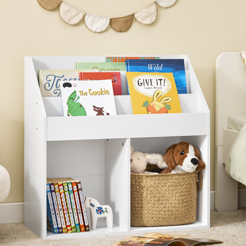 Bibliothèque pour enfants avec rangement, bibliothèque blanche pour enfants pour chambre à coucher, salle de jeux, bibliothèque pour tout-petits pour coin lecture, blanc, l 28,7 po x P 11,8 po x H 31,5 po