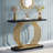 Gold Console Table, Faux Marble Entryway Table Narrow Sofa Table With Geometric Metal Base, 40 Inch Modern Accent Table Entrance Table For Living Room, Hallway, Foyer, Black-766986155