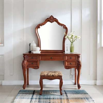 Meuble-lavabo 51,18 po avec miroir et tabouret