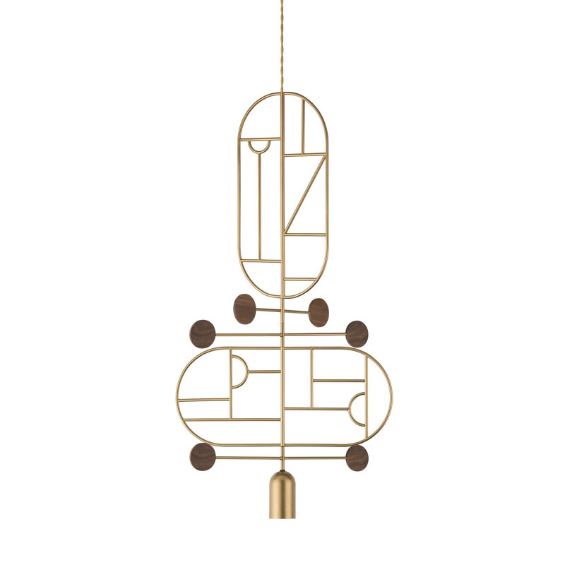 Wooden Dots 1 - Light Pendant, Walnut, Brass