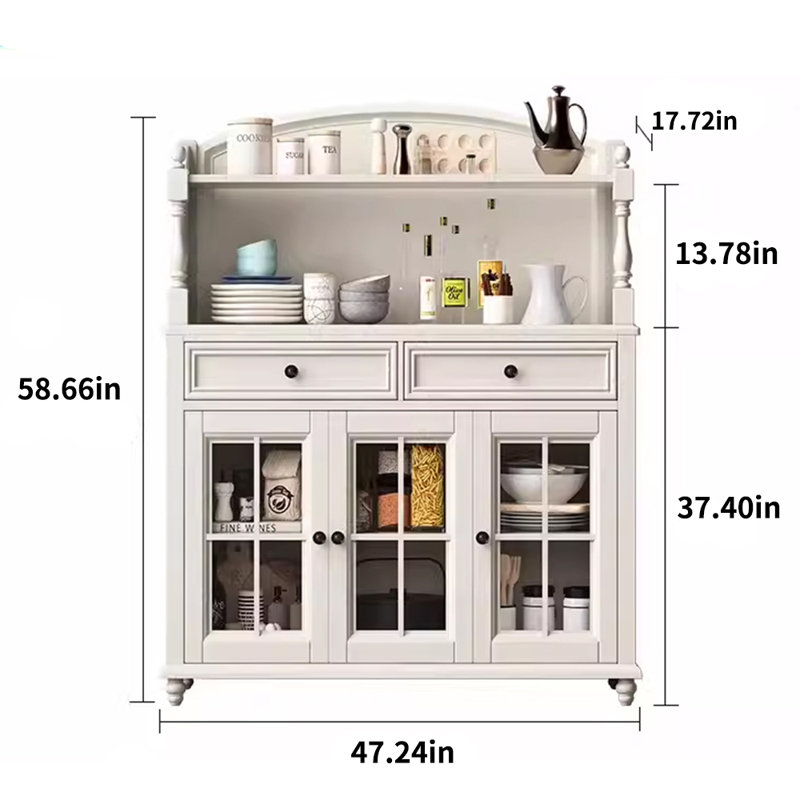 Garde-manger mural tout en bois massif 58,66 po, Blanc