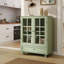 Armoire de minimalisme avec portes doubles en verre et tiroir, armoire de rangement moderne en bois pour le salon, le vestibule, le couloir d'entrée-1152381182