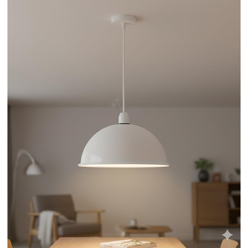 Abat-jour dôme moderne en métal 21cm pour abat-jour de plafond industriel en métal, Blanc