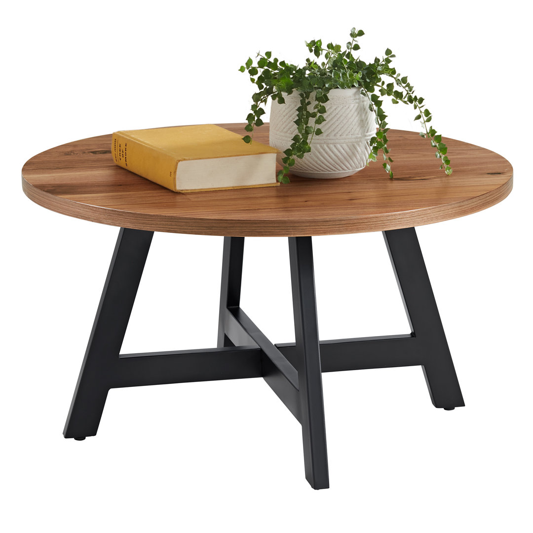 Almirante Coffee Table - Industrial Modern Round Table with MDF Top and Metal Base - Furniture for Living Room, Apartment, or Dorm Room 17 Stories