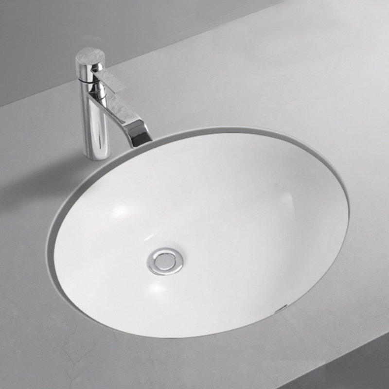 Dekorman 16.4'' White Ceramic Oval Bathroom Sink with Overflow