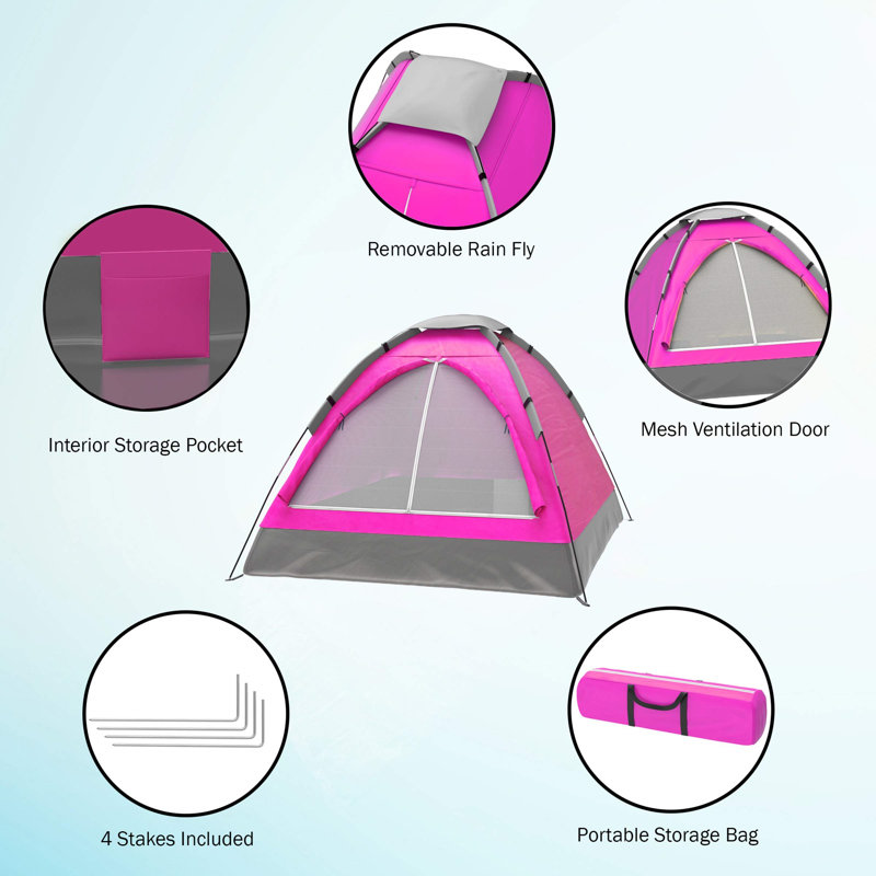 Pink and Gray Four Season Dome Camping Tent with Carry Bag