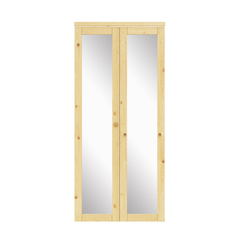 Porte en bois de pin 1 miroir non plié avec trousse de quincaillerie, 36 po x 80 po
