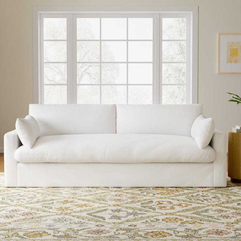 Luna 90'' Slipcovered Sofa, Bayou Off White Canvas