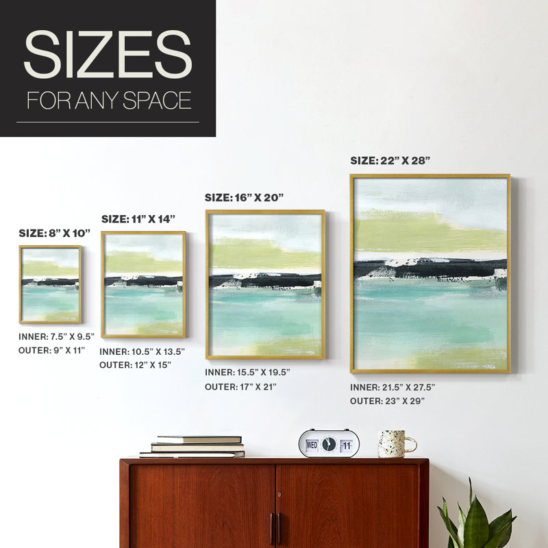 Sea Green Layers II Framed Print - Solid Wood, H 30 po x l 24 po, Doré
