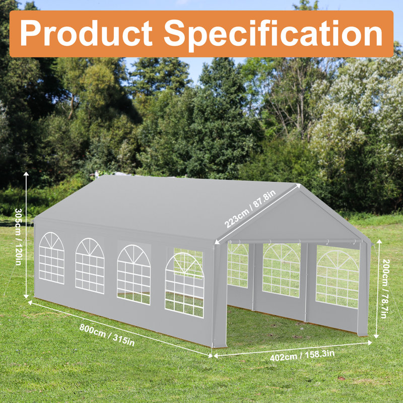 Garden Gazebo Marquee with Sides, Heavy Duty Galvanised Steel, Waterproof and UV-Resistant, Quick Assembly, 4 Removable Sidewalls with Windows, Party Tent for Wedding, Festival